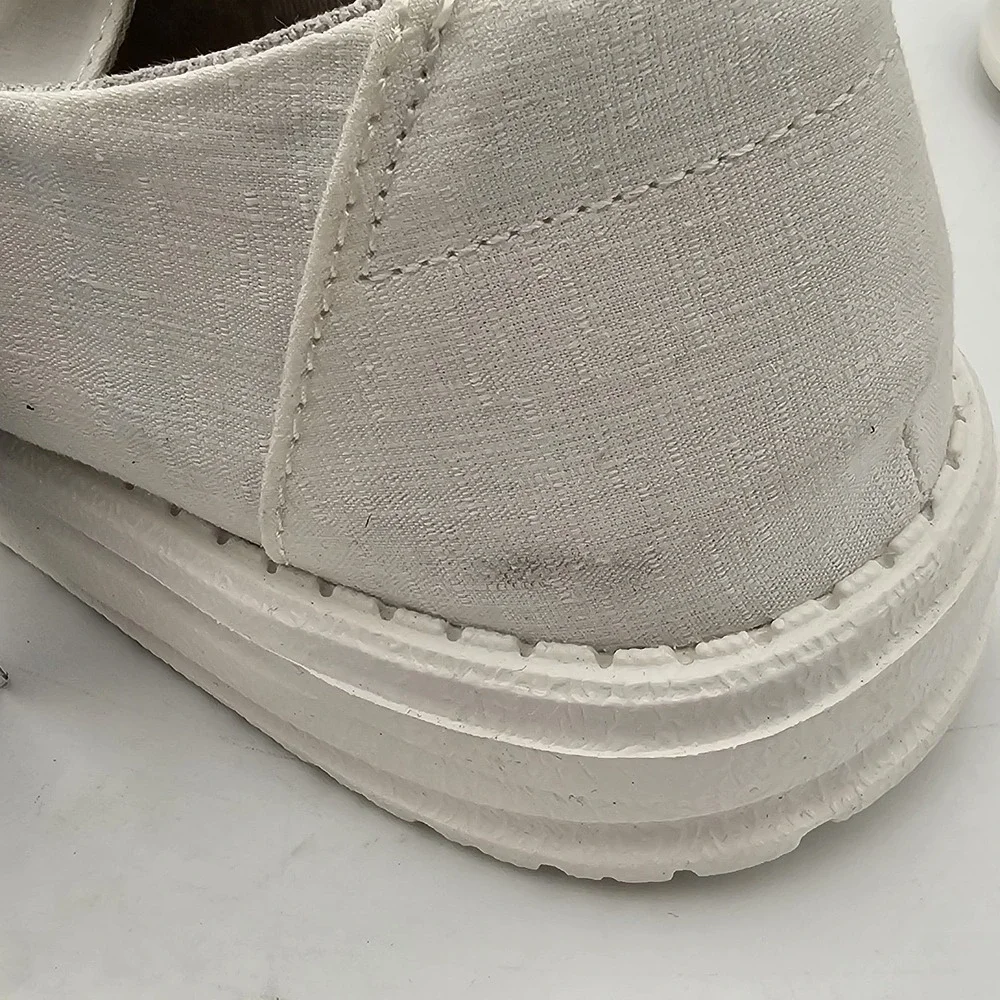 Hey Dude Wendy Chambray White Slip on Shoes Casual Women Size 10